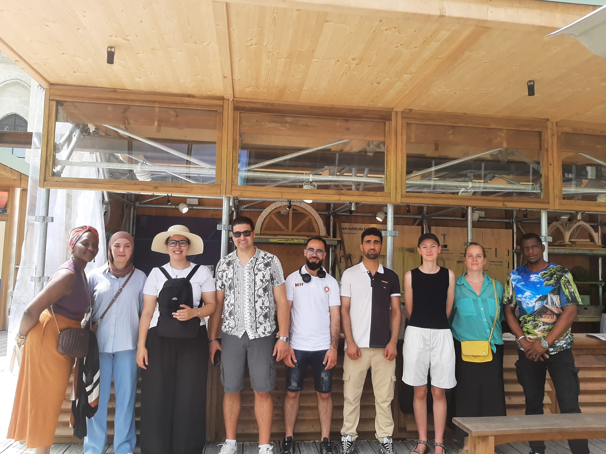 Visite du chantier de reconstruction de la flèche de la basilique de Saint-Denis